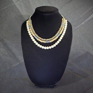 Handmade Tripple Tier Natural Beaded Necklace
